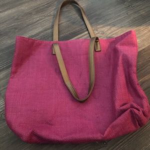 Pink Tote 👜 Bag with Bronze Straps